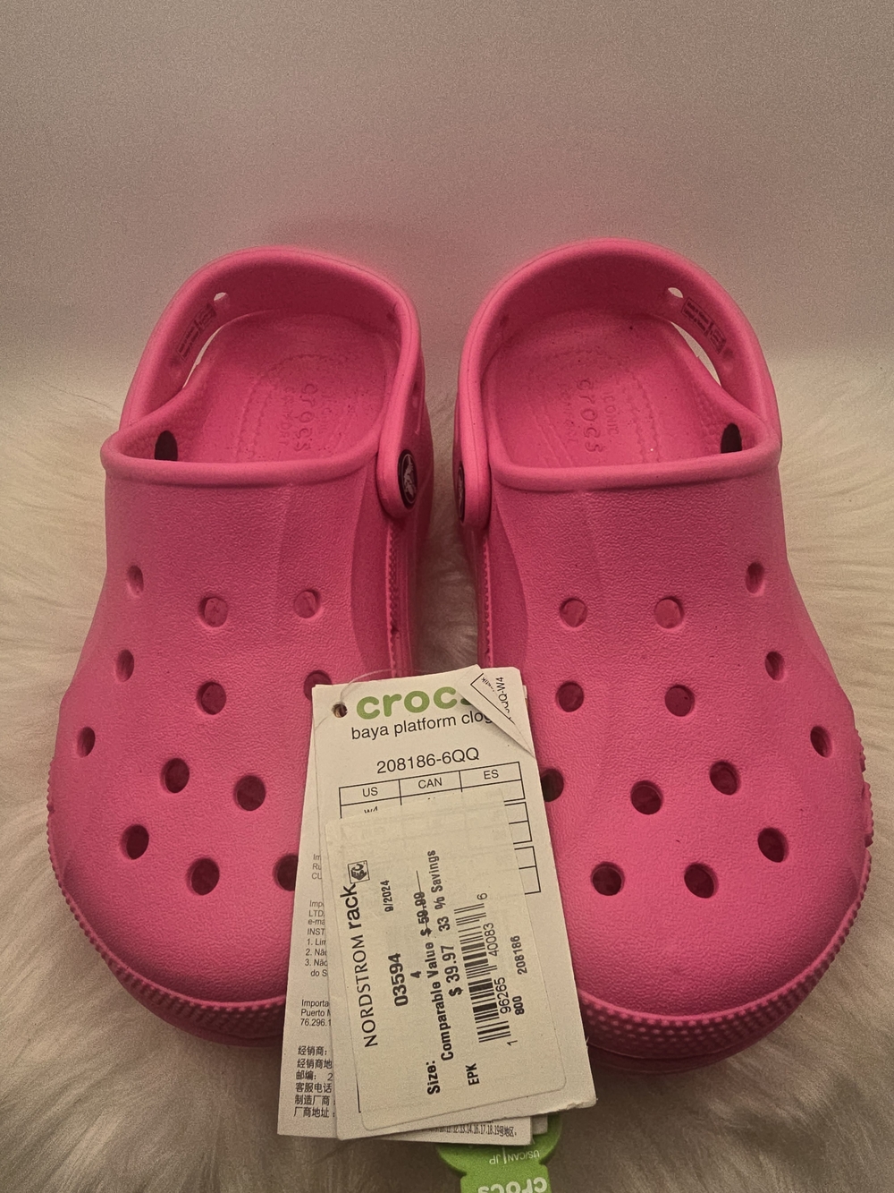 CROCS Kids' Baya Platform Clogs in Hot Pink